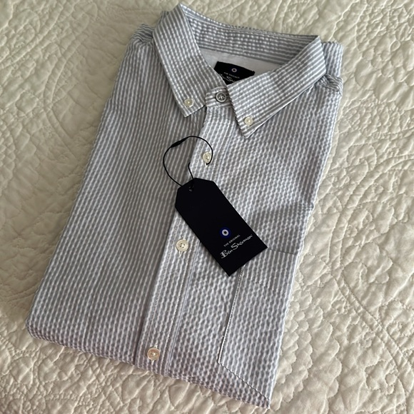 Men’s Ben Sherman blue/white seersucker shirt - Picture 3 of 13